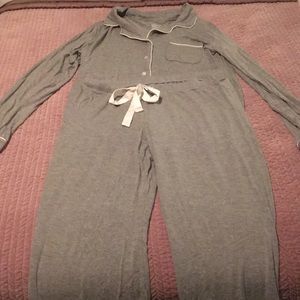 buttoned down long sleeve shirt & pajama pant set